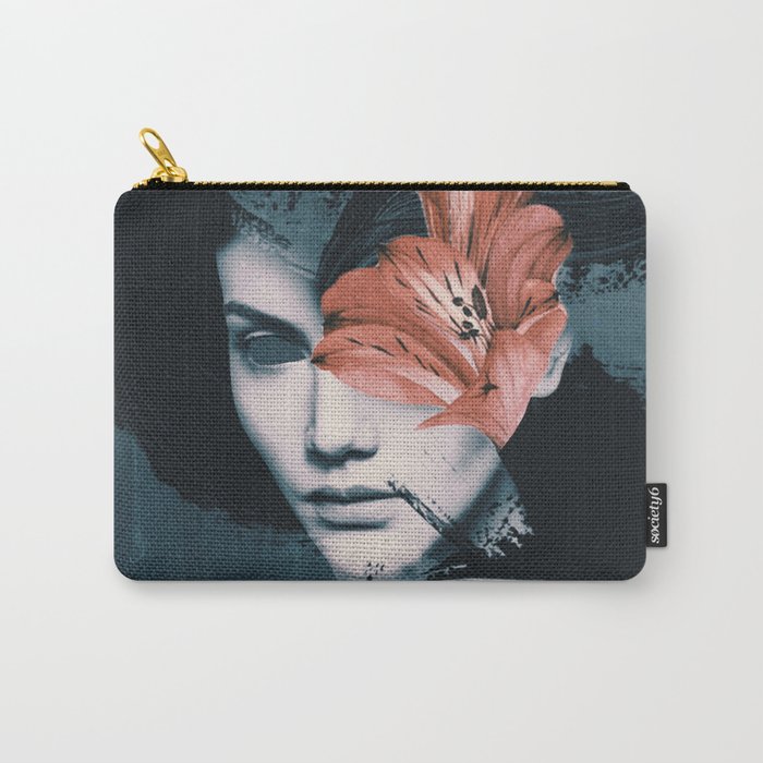 Red Flowers/Lady Portrait Carry All Pouch Gallery Image 1