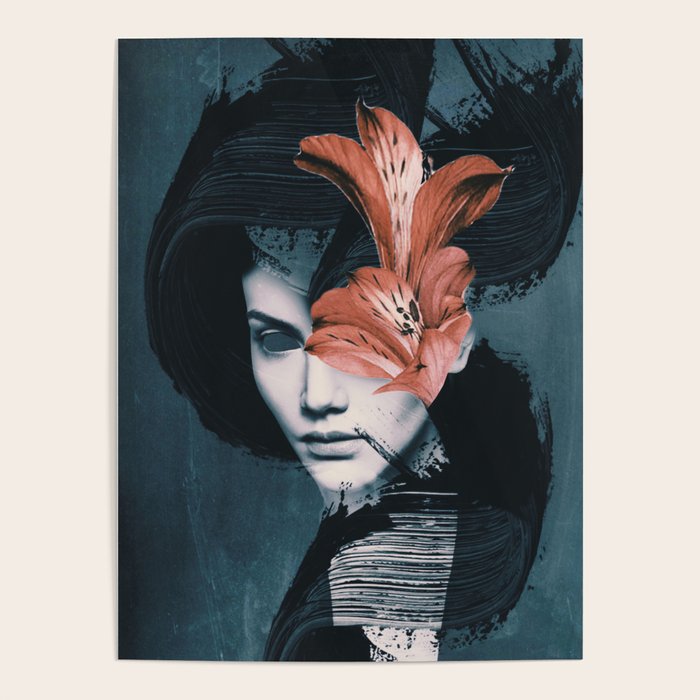 Red Flowers/Lady Portrait Poster Gallery Image 4