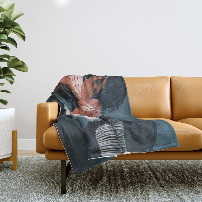 Red Flowers/Lady Portrait Throw Blanket Gallery Image 1