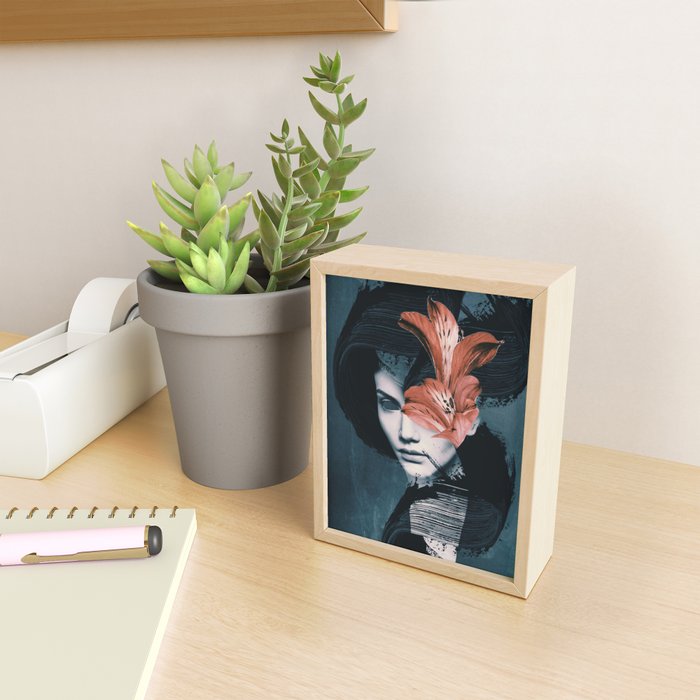 Red Flowers/Lady Portrait Mini Art Print Gallery Image 2