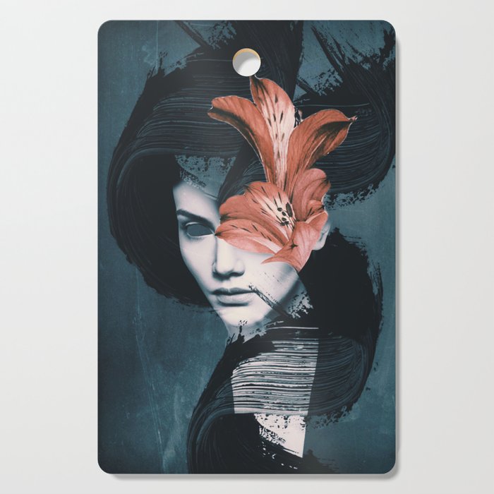 Red Flowers/Lady Portrait Cutting Board Gallery Image 1
