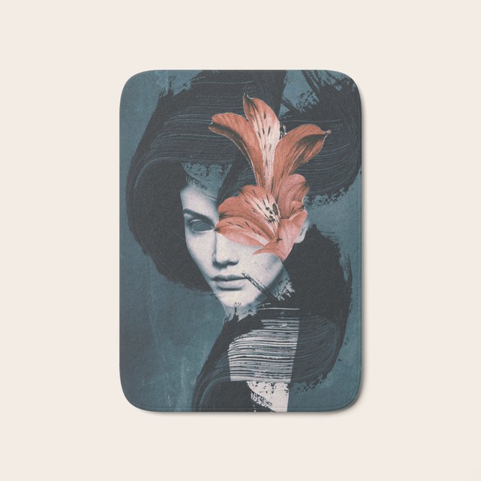 Red Flowers/Lady Portrait Bath Mat Gallery Image 1