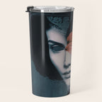 Red Flowers/Lady Portrait Travel Mug Gallery Image 3