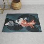 Red Flowers/Lady Portrait Rug Gallery Image 1