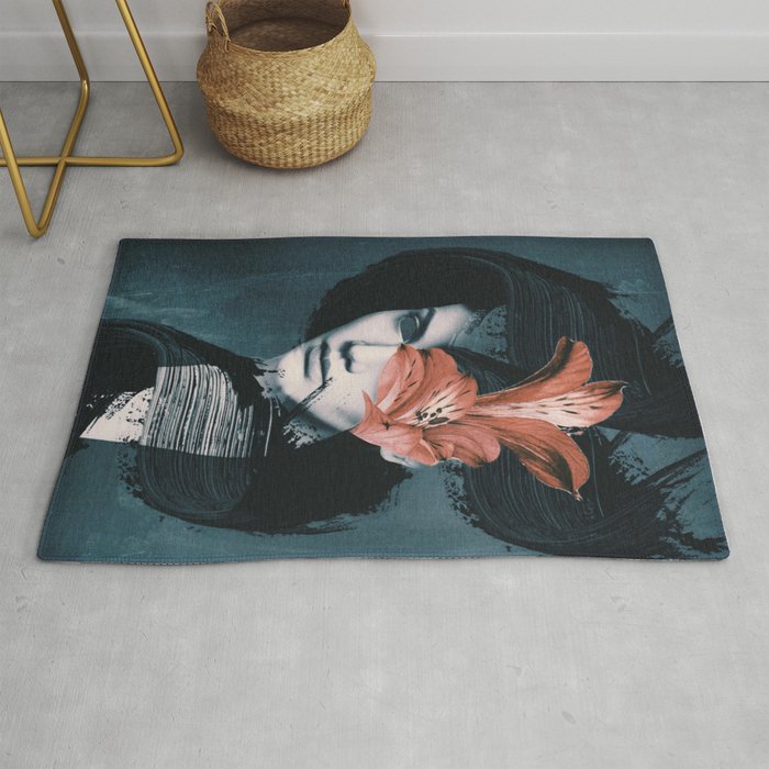 Red Flowers/Lady Portrait Rug Gallery Image 1