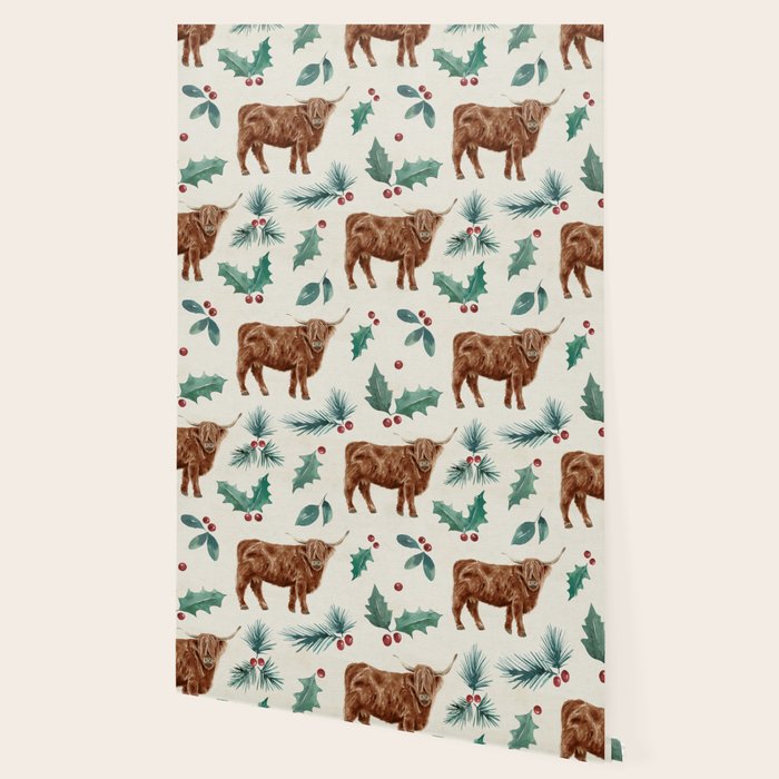 Farm house Christmas Burlap Wallpaper Gallery Image 2