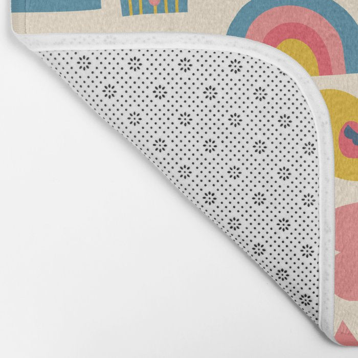 Scandinavian Birds Flowers Rainbows Kids Pattern Bath Mat Gallery Image 2