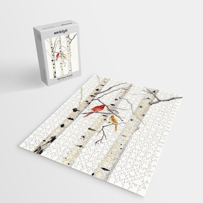 Birch Trees and Cardinal Jigsaw Puzzle Gallery Image 2