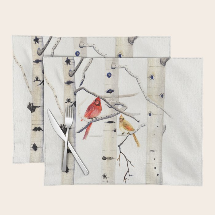 Birch Trees and Cardinal Placemat Gallery Image 1