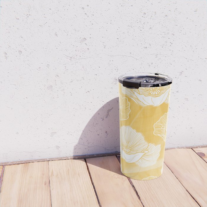 Poppy bloom - yellow Travel Mug Gallery Image 4