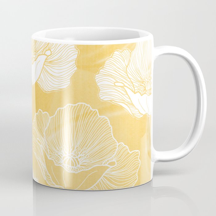 Poppy bloom - yellow Coffee Mug Gallery Image 1