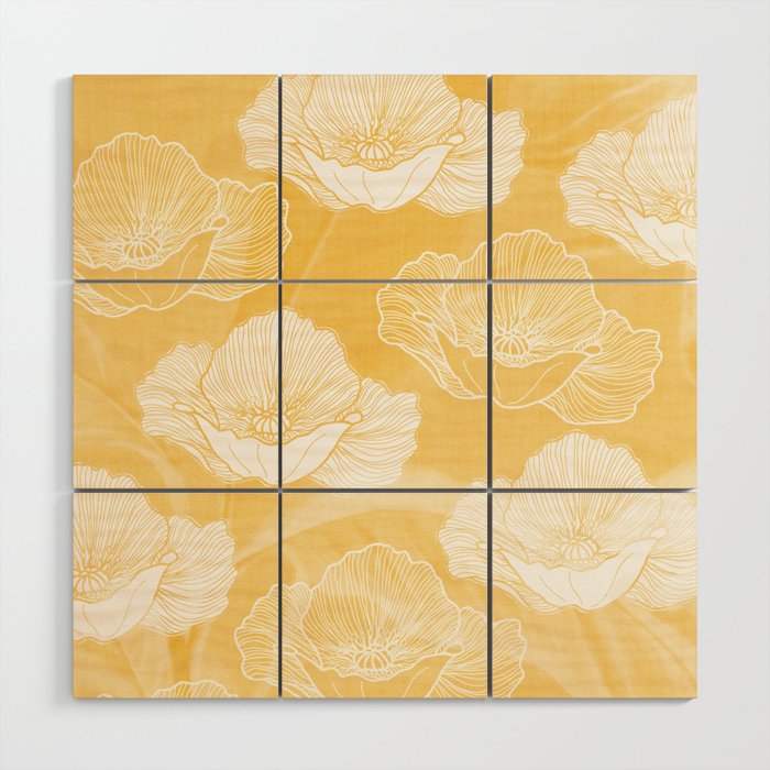Poppy bloom - yellow Wood Wall Art Gallery Image 1