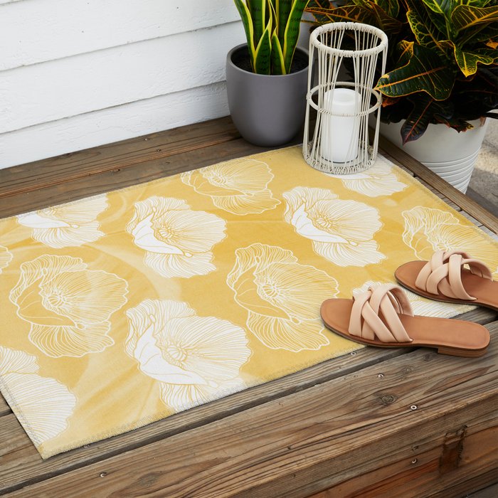 Poppy bloom - yellow Outdoor Rug Gallery Image 2