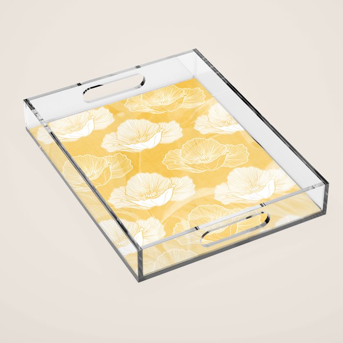 Poppy bloom - yellow Acrylic Tray Gallery Image 1