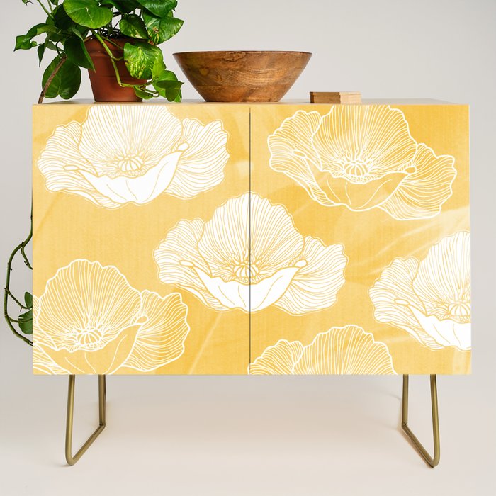 Poppy bloom - yellow Credenza Gallery Image 1