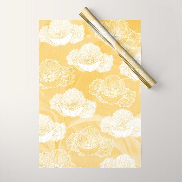 Poppy bloom - yellow Wrapping Paper Gallery Image 1