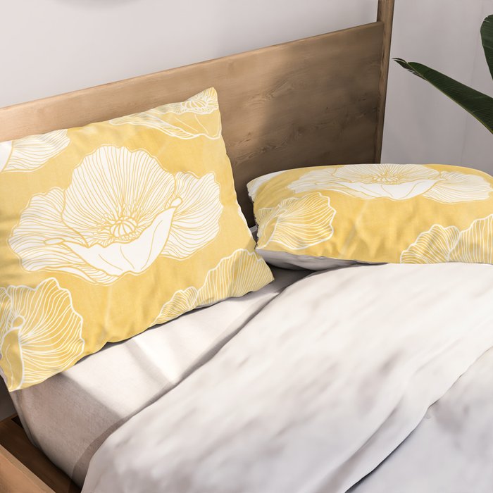 Poppy bloom - yellow Pillow Sham Gallery Image 2