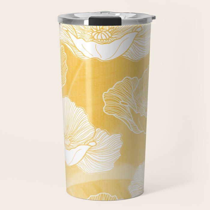 Poppy bloom - yellow Travel Mug Gallery Image 1