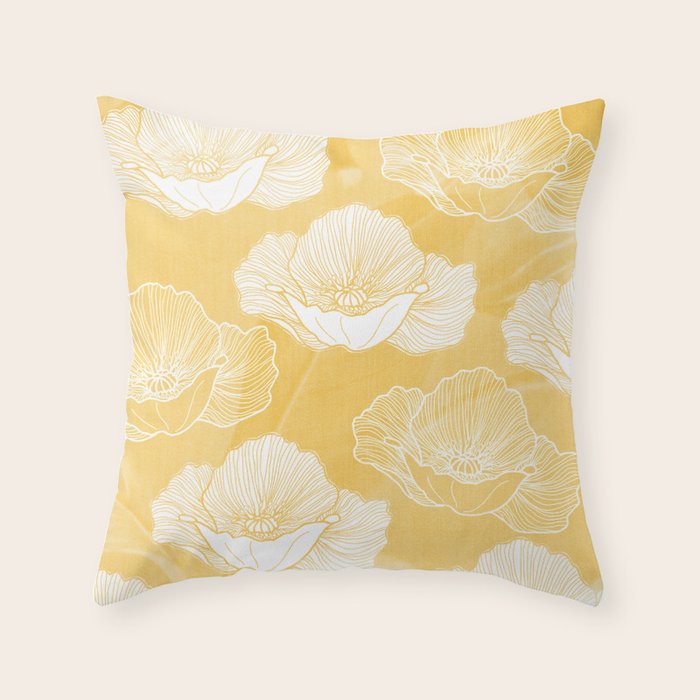 Poppy bloom - yellow Throw Pillow Gallery Image 1
