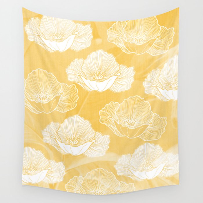 Poppy bloom - yellow Wall Tapestry Gallery Image 4