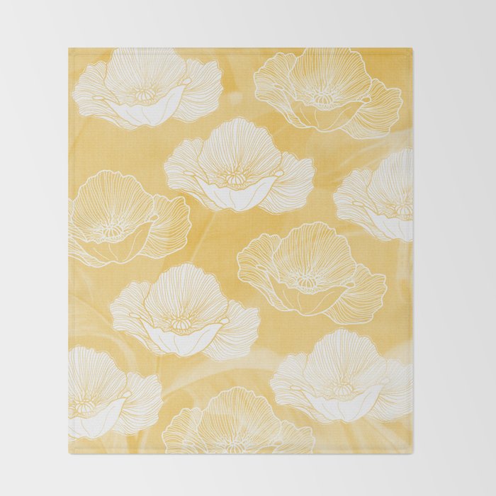 Poppy bloom - yellow Throw Blanket Gallery Image 2