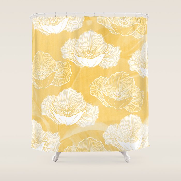Poppy bloom - yellow Shower Curtain Gallery Image 1