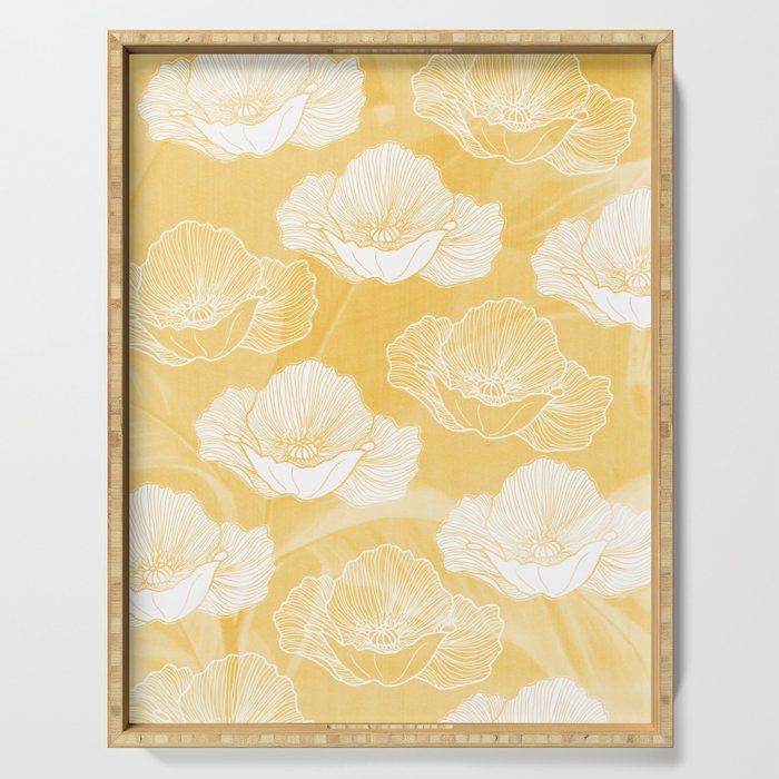 Poppy bloom - yellow Serving Tray Gallery Image 1