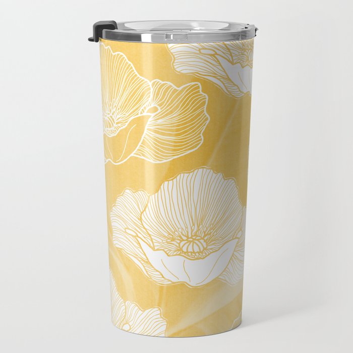 Poppy bloom - yellow Travel Mug Gallery Image 3