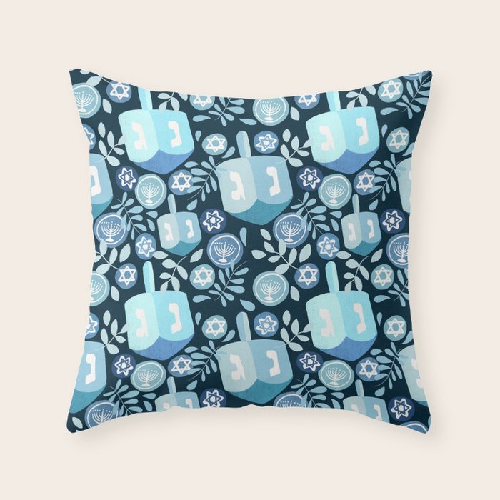Night Dreidel Throw Pillow Gallery Image 1