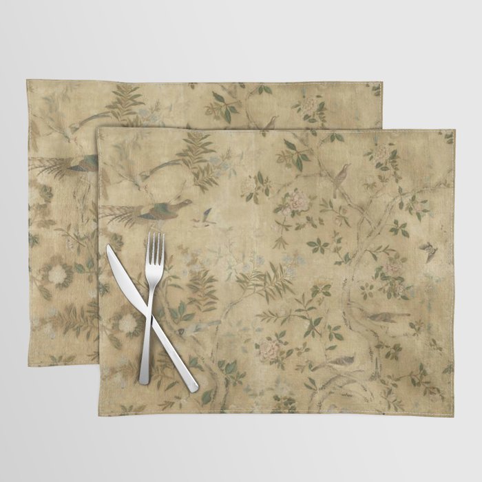 Antique 18th Century Chinoiserie Golden Garden Fresco 1740 Placemat Gallery Image 1
