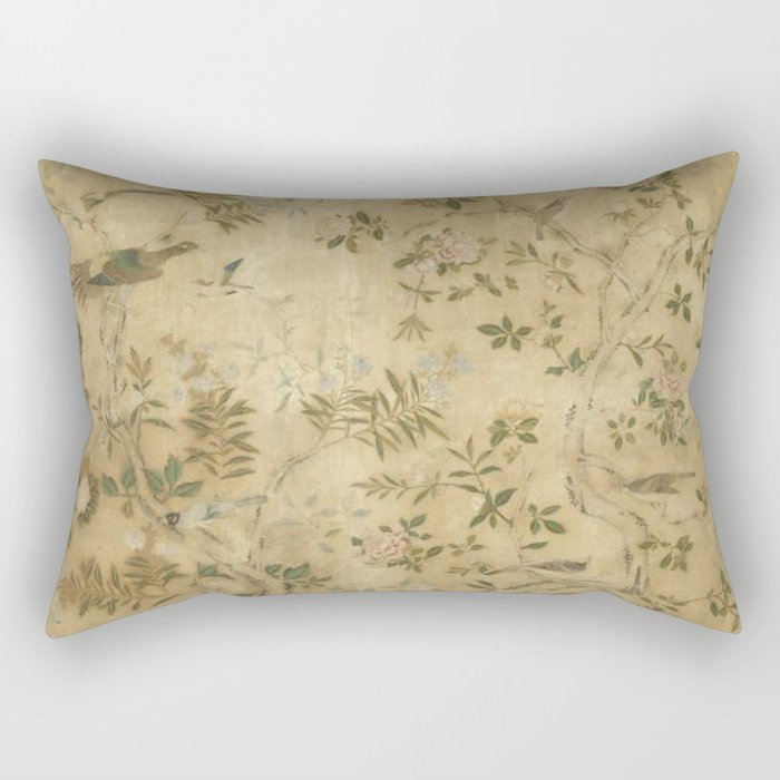 Antique 18th Century Chinoiserie Golden Garden Fresco 1740 Rectangular Pillow Gallery Image 2