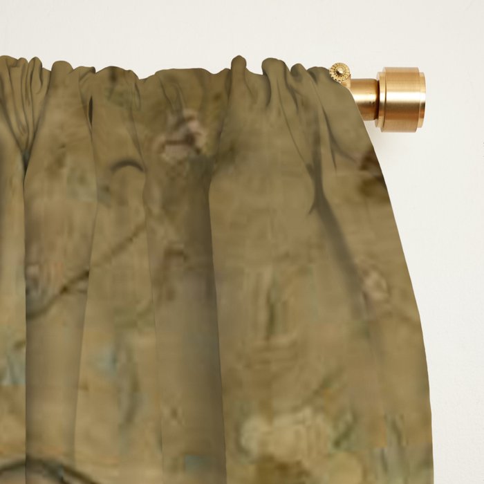 Antique 18th Century Chinoiserie Golden Garden Fresco 1740 Window Curtain Gallery Image 2