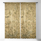 Antique 18th Century Chinoiserie Golden Garden Fresco 1740 Window Curtain Gallery Image 5
