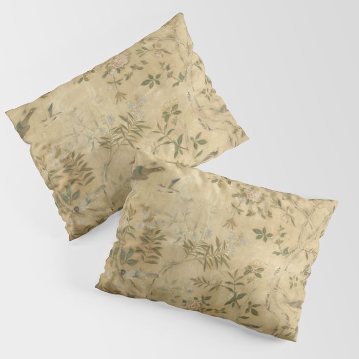 Antique 18th Century Chinoiserie Golden Garden Fresco 1740 Pillow Sham Gallery Image 3