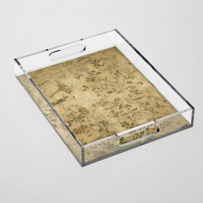 Antique 18th Century Chinoiserie Golden Garden Fresco 1740 Acrylic Tray Gallery Image 1