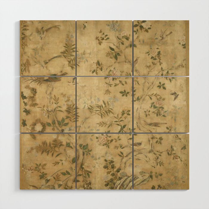 Antique 18th Century Chinoiserie Golden Garden Fresco 1740 Wood Wall Art Gallery Image 1