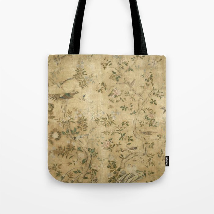 Antique 18th Century Chinoiserie Golden Garden Fresco 1740 Tote Bag Gallery Image 1