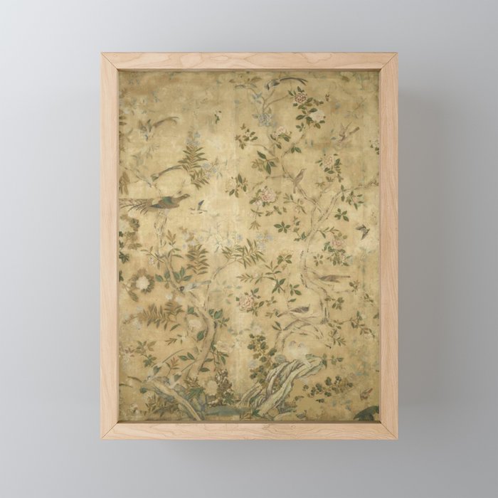 Antique 18th Century Chinoiserie Golden Garden Fresco 1740 Mini Art Print Gallery Image 1