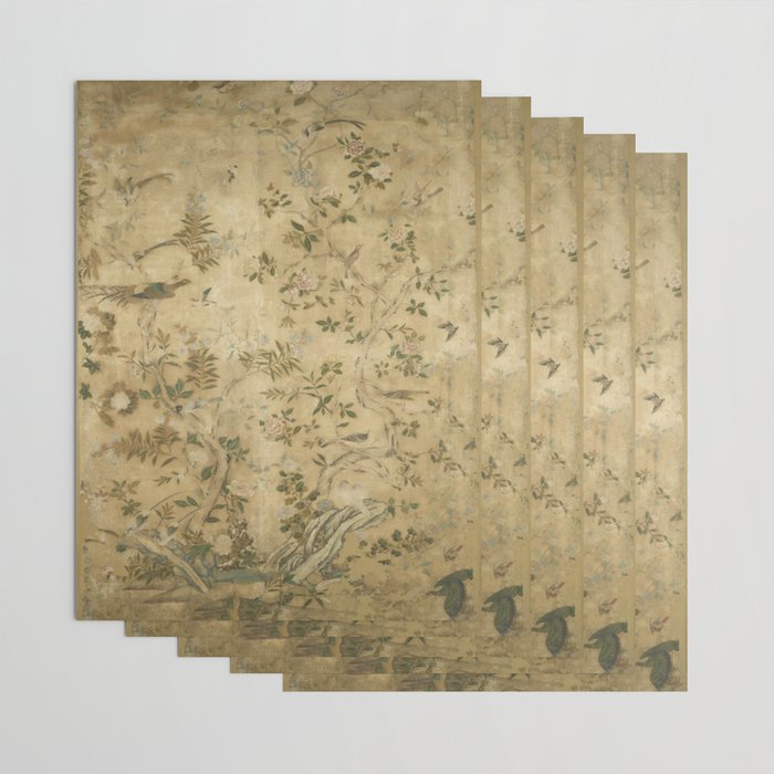 Antique 18th Century Chinoiserie Golden Garden Fresco 1740 Wrapping Paper Gallery Image 3