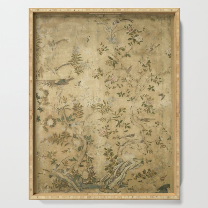 Antique 18th Century Chinoiserie Golden Garden Fresco 1740 Serving Tray Gallery Image 1
