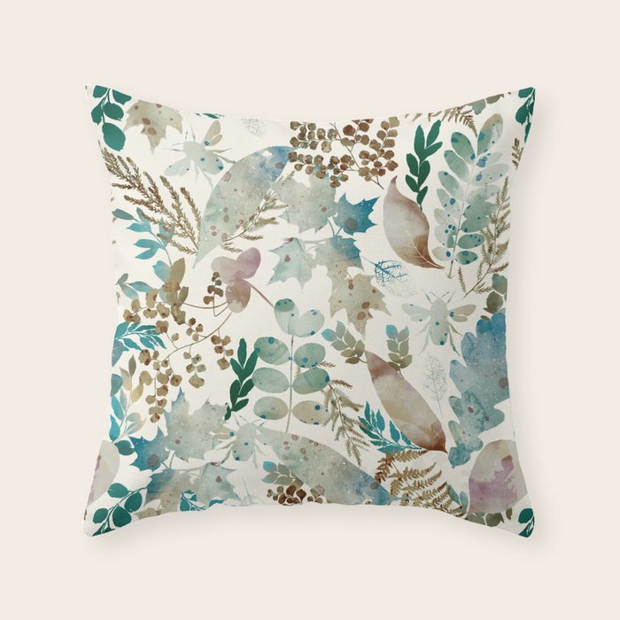 Autumn Botanical Bliss  Throw Pillow Gallery Image 1