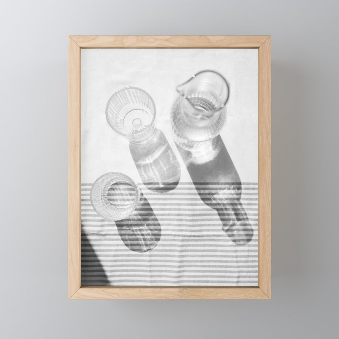 Black and White Glass Shadows and Stripes | Summer Shadow Play Still Life Light Bright Photography Print Photo Art Minimal Art Print Mini Art Print Gallery Image 1