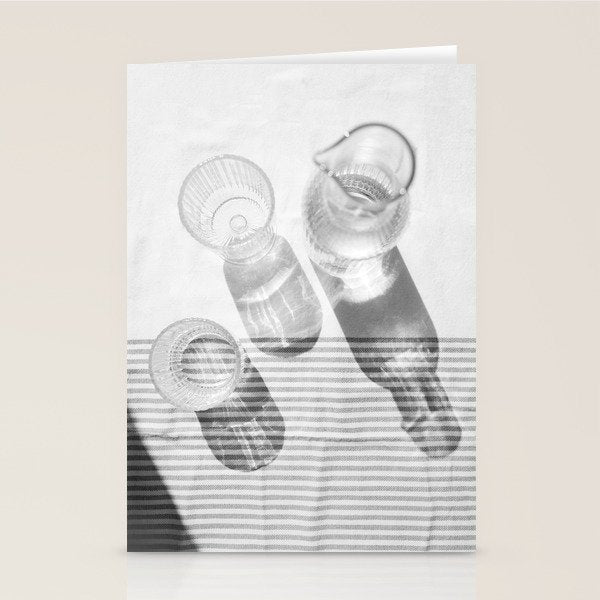 Black and White Glass Shadows and Stripes | Summer Shadow Play Still Life Light Bright Photography Print Photo Art Minimal Art Print Stationery Card Gallery Image 1