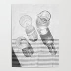 Black and White Glass Shadows and Stripes | Summer Shadow Play Still Life Light Bright Photography Print Photo Art Minimal Art Print Poster Gallery Image 4