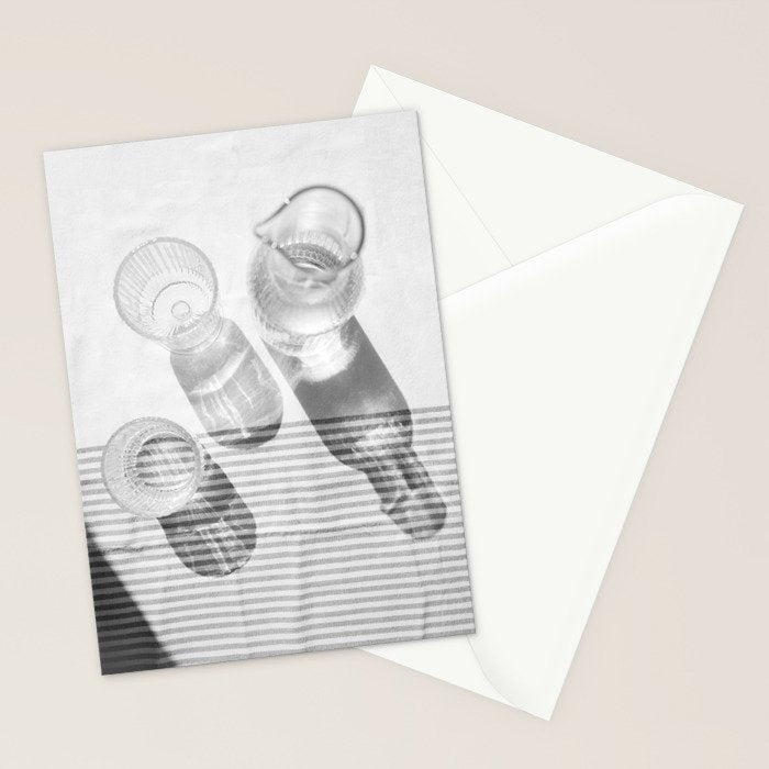 Black and White Glass Shadows and Stripes | Summer Shadow Play Still Life Light Bright Photography Print Photo Art Minimal Art Print Stationery Card Gallery Image 2