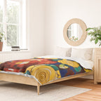 Klimt Style Yellow Roses in Red Vase Duvet Cover Gallery Image 2