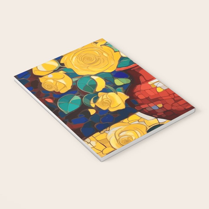 Klimt Style Yellow Roses in Red Vase Notebook Gallery Image 3