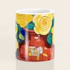 Klimt Style Yellow Roses in Red Vase Coffee Mug Gallery Image 4