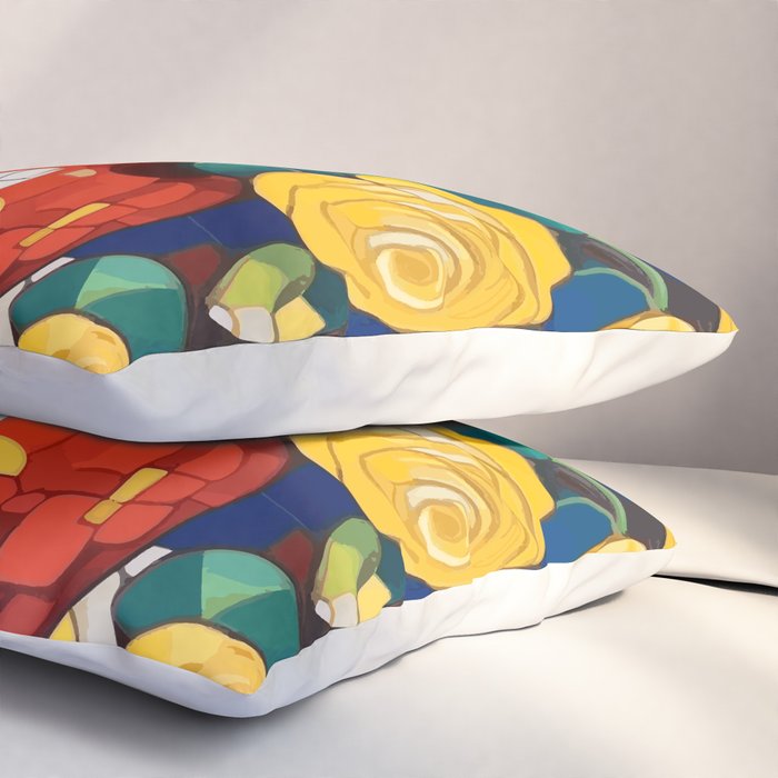 Klimt Style Yellow Roses in Red Vase Pillow Sham Gallery Image 3