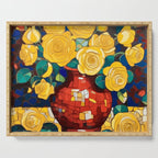 Klimt Style Yellow Roses in Red Vase Serving Tray Gallery Image 1